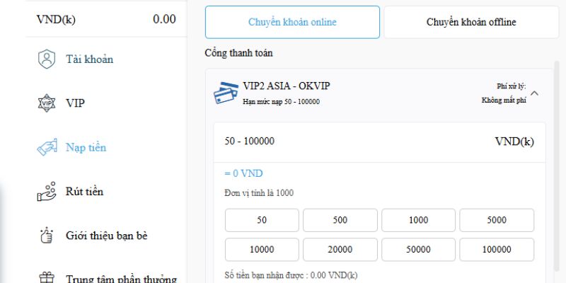 Nạp rút tiền thường hoàn thành trong 5 phút